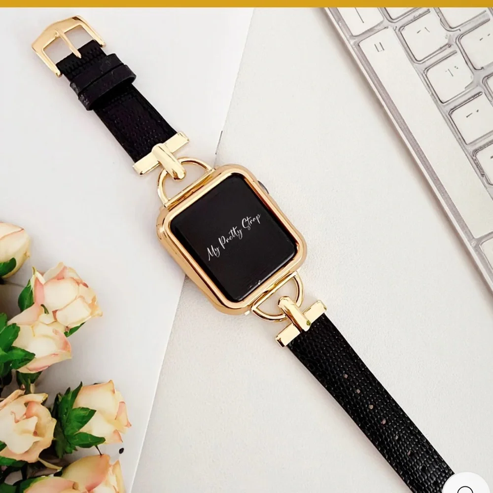 Elegant Black and Gold Smartwatch Case